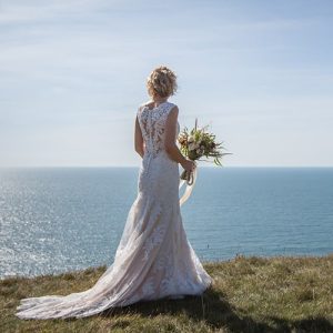 Bride on Dorset Cliff